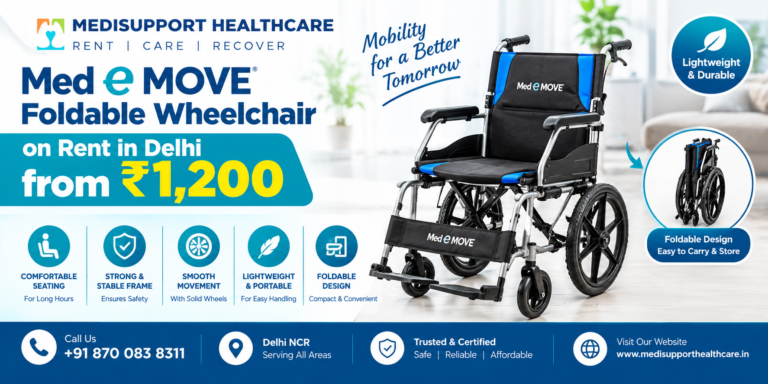 Med e MOVE Foldable Wheelchair on Rent in Delhi from 1,200
